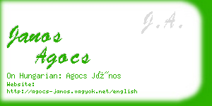 janos agocs business card